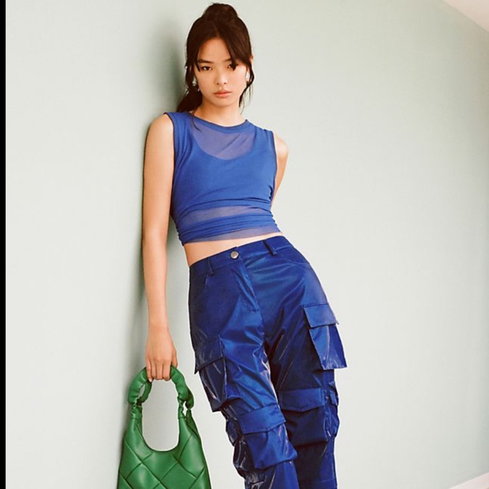 Anthropologie Royal Blue Dolan Fine mesh layer top